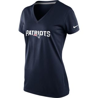 NIKE Womens New England Patriots Dri FIT Legend Logo V Neck Short Sleeve T 