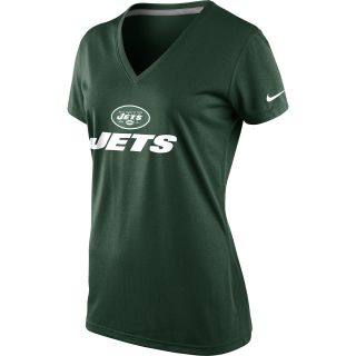 NIKE Womens New York Jets Dri FIT Legend Logo V Neck Short Sleeve T Shirt  