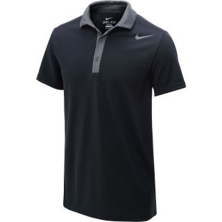 NIKE Mens Baseline Short Sleeve Tennis Polo   Size Large, Black/dark Grey