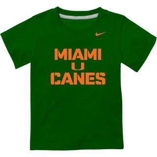 NIKE Youth Miami Hurricanes Practice Short Sleeve T Shirt   Size Medium, Green