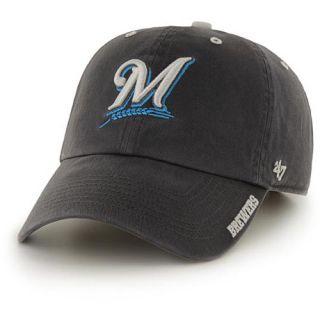 47 BRAND Mens Milwaukee Brewers Charcoal Ice Clean Up Adjustable Cap   Size