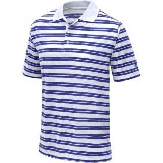 adidas Mens Striped Golf Short Sleeve Polo   Size Medium, White/bluebonnet