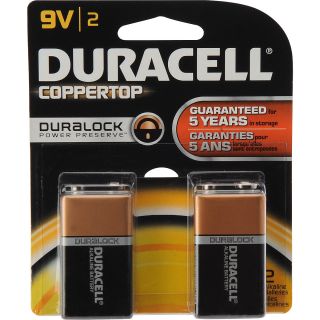 DURACELL CopperTop with Duralock Power Preserve 9V Batteries   2 Pack