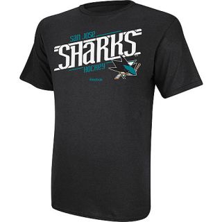 REEBOK Mens San Jose Sharks Custom Hockey Short Sleeve T Shirt   Size Small,