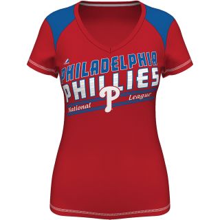 MAJESTIC ATHLETIC Womens Philadelphia Phillies Superior Speed V Neck T Shirt  