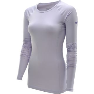 NIKE Womens Pro Essentials Hybrid 2 Long Sleeve T Shirt   Size Large, Violet
