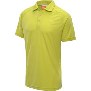 PUMA Mens Tech Raglan Short Sleeve Golf Polo   Size Large, Yellow