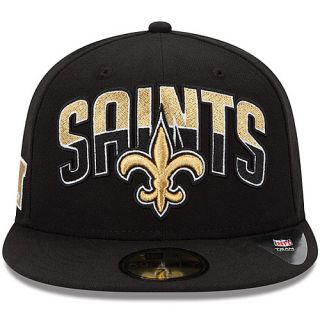 NEW ERA Mens New Orleans Saints Draft 59FIFTY Fitted Cap   Size 7.375, Black