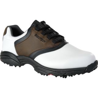 FOOTJOY Mens GreenJoy Golf Shoes   Size 8.5, White/brown/black