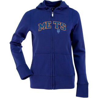 Antigua Womens New York Mets Signature Hood Applique Full Zip Sweatshirt  