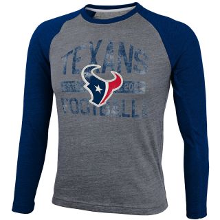 NFL Team Apparel Youth Houston Texans Tri Blend Raglan Long Sleeve T Shirt  