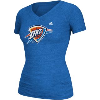 adidas Womens Oklahoma City Thunder Tri Blend Logo V Neck Short Sleeve T Shirt