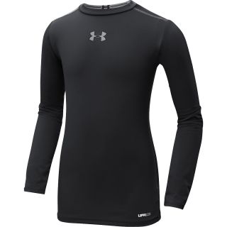 UNDER ARMOUR Boys HeatGear Sonic Fitted Long Sleeve Top   Size Xl, Black/steel