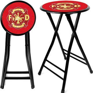 Trademark Global Fire Fighter 24Inch Cushioned Folding Stool   Black (FF2400)