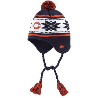 NEW ERA Mens Chicago Bears Striped Snowflake Knit Hat, Navy