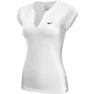 NIKE Womens Pure Short Sleeve Tennis Shirt   Size Large, White/black