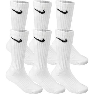 NIKE Boys Performance Crew Socks   6 Pack   Size XS/Extra Small, White/black