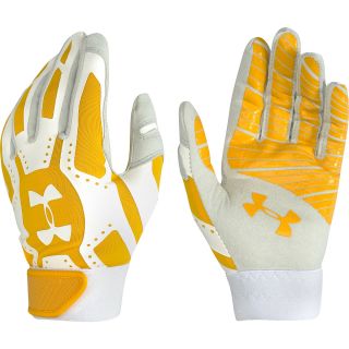UNDER ARMOUR Youth Motive Batting Gloves   Size Medium, White/yellow