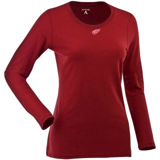 Antigua Womens Detroit Red Wings Relax LS 100% Cotton Washed Jersey Scoop Neck