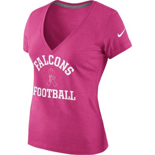 NIKE Womens Atlanta Falcons Breast Cancer Awareness V Neck T Shirt   Size