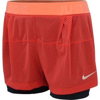 NIKE Womens Icon Mesh 2 in 1 Shorts   Size Medium, Fusion Red/navy