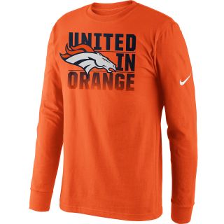 NIKE Mens Denver Broncos United In Orange Long Sleeve T Shirt   Size Small,