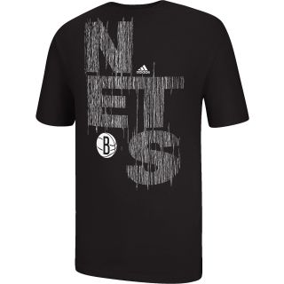 adidas Mens Brooklyn Nets Written Out Short Sleeve T Shirt   Size Large, Black
