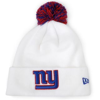 NEW ERA Mens New York Giants Logo White Cuff Pom Knit Hat, Blue
