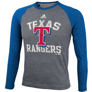 adidas Youth Texas Rangers Heathered Raglan Long Sleeve T Shirt   Size Medium,