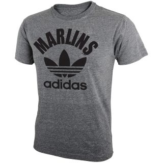 adidas Youth Miami Marlins Trefoil Short Sleeve T Shirt   Size Medium, Grey