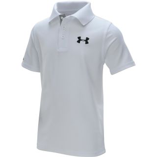 UNDER ARMOUR Boys Matchplay Short Sleeve Polo   Size Medium, White/true Grey