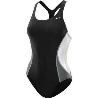 NIKE Womens Power Back Team Color Block One Piece Swimsuit   Size 30, Black