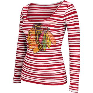 REEBOK Womens Chicago Blackhawks Her Bigger Logo Long Sleeve T Shirt   Size