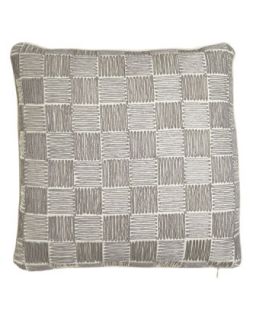 Embroidered Basketweave Pillow, 18Sq.