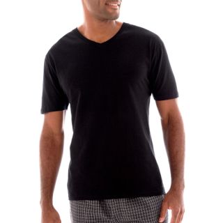 Stafford Cotton Color V Neck T Shirt, Black, Mens