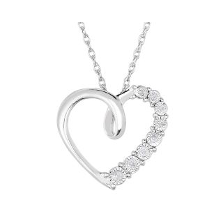TruMiracle 1/10 CT. T.W. Diamond Sterling Silver Heart Pendant, Womens
