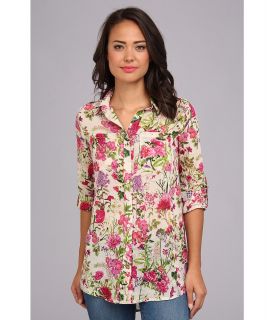 J.A.K. Venice Flower Shirt Womens Long Sleeve Button Up (Beige)