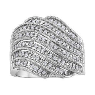 1/2 CT. T.W. Diamond Sterling Silver Wave Statement Ring, Womens