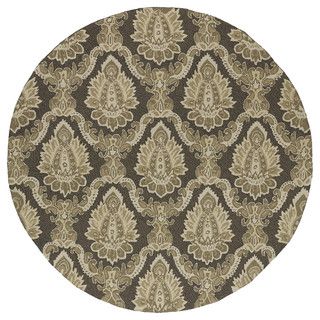 Indoor/outdoor Fiesta Chocolate Damask Rug (59 Round)