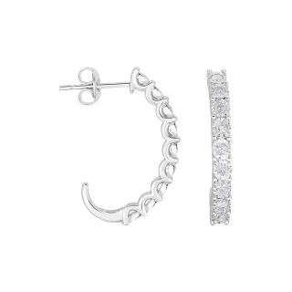 TruMiracle 1/2 CT. T.W. Diamond Sterling Silver C Hoop Earrings, Womens