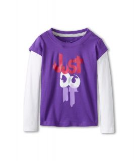 Nike Kids Just Do It 2 Fer Tee Girls Long Sleeve Pullover (Purple)