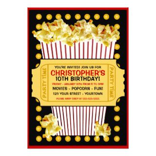 Popcorn and a Movie Birthday Party Invitation