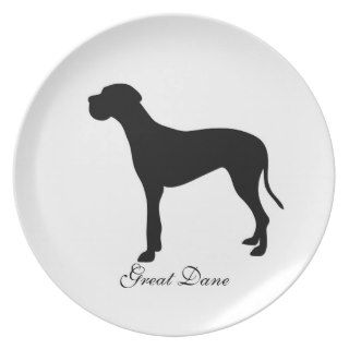 Great Dane dog black silhouette plate