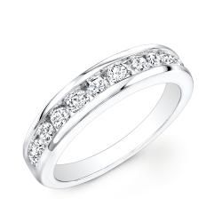 10k White Gold 1ct TDW Channel Diamond Band (H I, I2 I3) Women's Wedding Bands