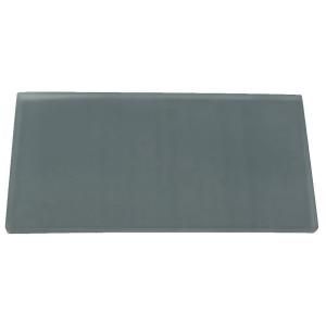 Splashback Tile Contempo Blue Gray Frosted Glass Tile   3 in. x 6 in. Tile Sample L7D8 GLASS TILE