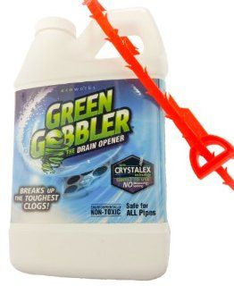 GREEN GOBBLER w/ Free "Hair Grabber"   MONEY BACK GAURANTEE 1/2 Gallon Jug   Chemical Drain Openers