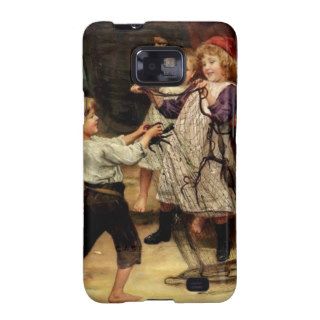 Kids Playing with fishing net beach painting Galaxy S2 Cases