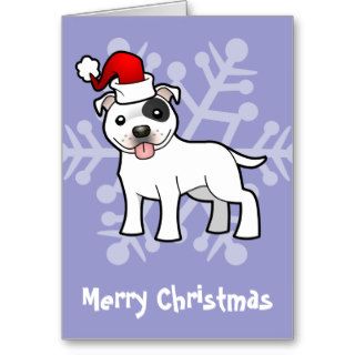 Christmas Pit Bull / Staffie (black patch) Greeting Card