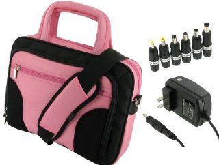 rooCASE 2n1 Netbook Carrying Bag and Wall Charger for Acer Aspire One AO533 23571 10.1 inch (Deluxe Series   Pink / Black) Computers & Accessories