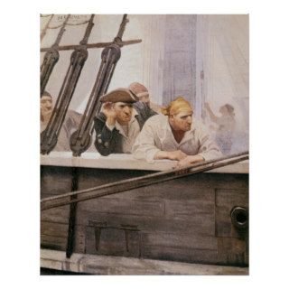 Vintage Pirates; Brig Covenant in a Fog, NC Wyeth Print